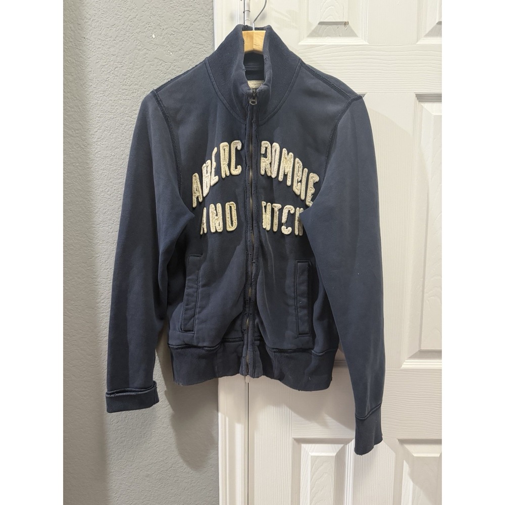 Abercrombie & fitch Y2K Navy Zip Up Jacket Distressed Size Small